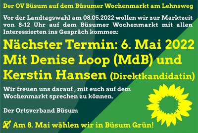 Termin Infostand in Büsum auf dem Wochenmarkt am 6. Mai 2022