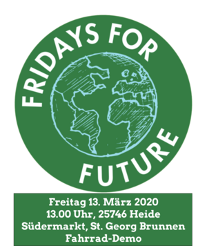 Logo Fridays for Future mit Demo-Termin am 13. März 2020 in Heide