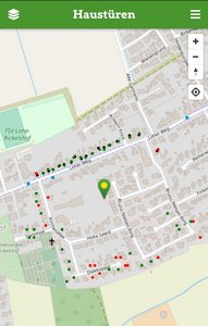 Karte der besuchten Häuser im Haustürwahlkampf am 29. August in Lohe-Rickelshof