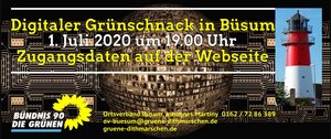 Bildtext: Digitaler Grünschnack Büsum am 1. Juli 2020 um 19.00 Uhr mit den Daten