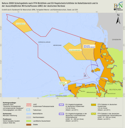 Karte der Schutzgebiete in der Nordsee